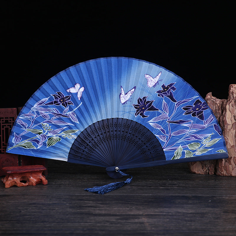 Nimara Ritual Cherry Blossom Lily Butterfly Bamboo Handheld Bamboo Folding Fan 21cm
