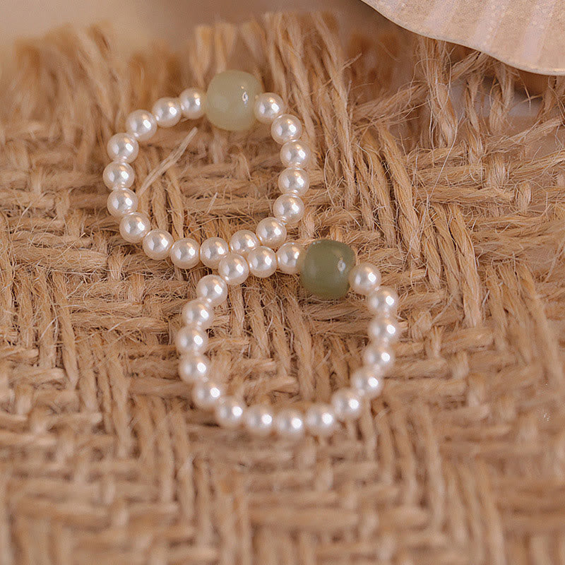 Nimara Ritual Round Jade Pearl Beads Luck Ring