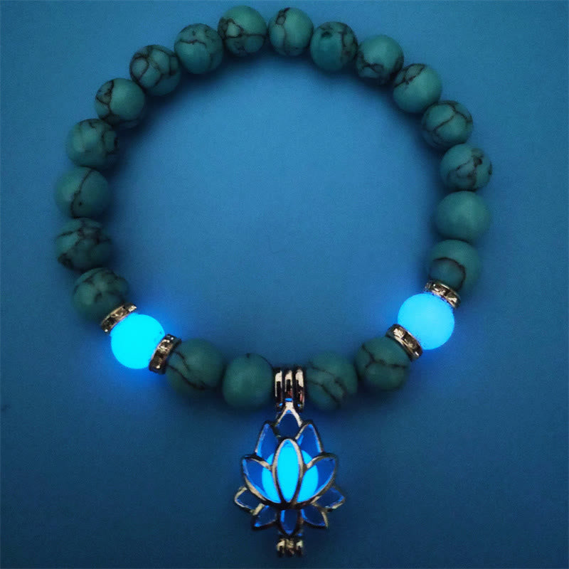Nimara Ritual Tibetan Turquoise Glowstone Luminous Bead Lotus Protection Bracelet
