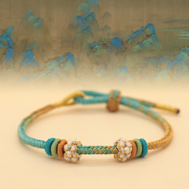 Nimara Ritual Handmade Eight Thread Peace Knot Peach Blossom Knot Luck Rope Braided Bracelet