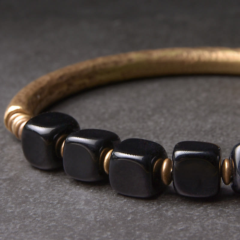 Nimara Ritual Black Obsidian Crystal Copper Strength Couple Bracelet