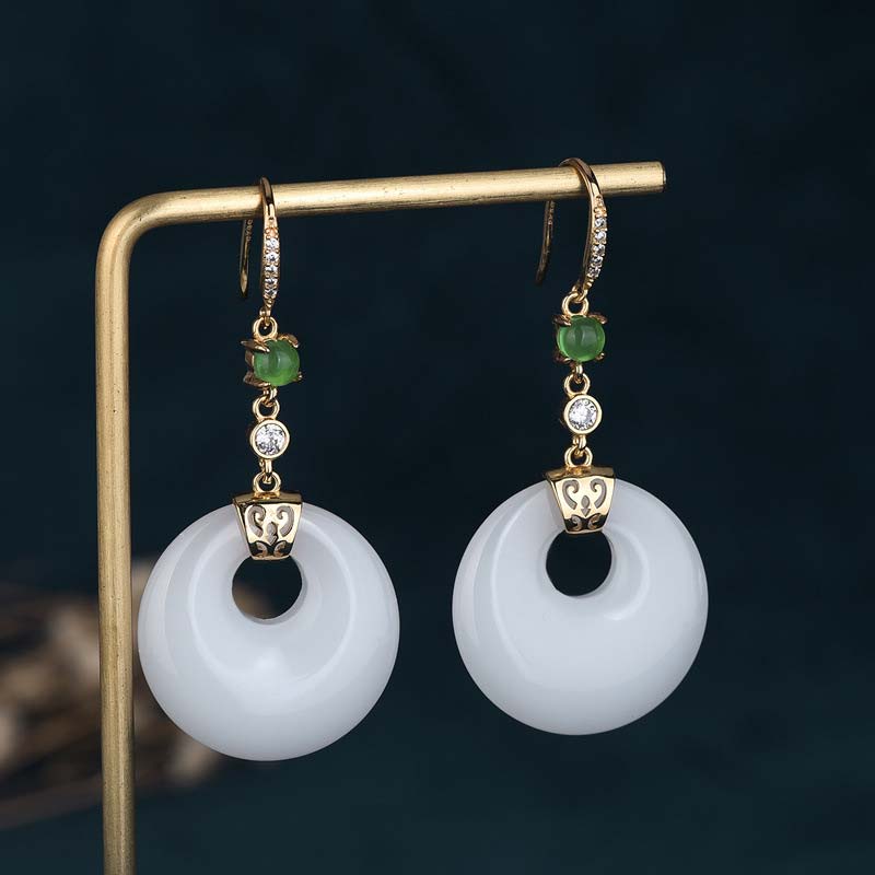 Nimara Ritual FengShui White Jade Blessing Drop Earrings