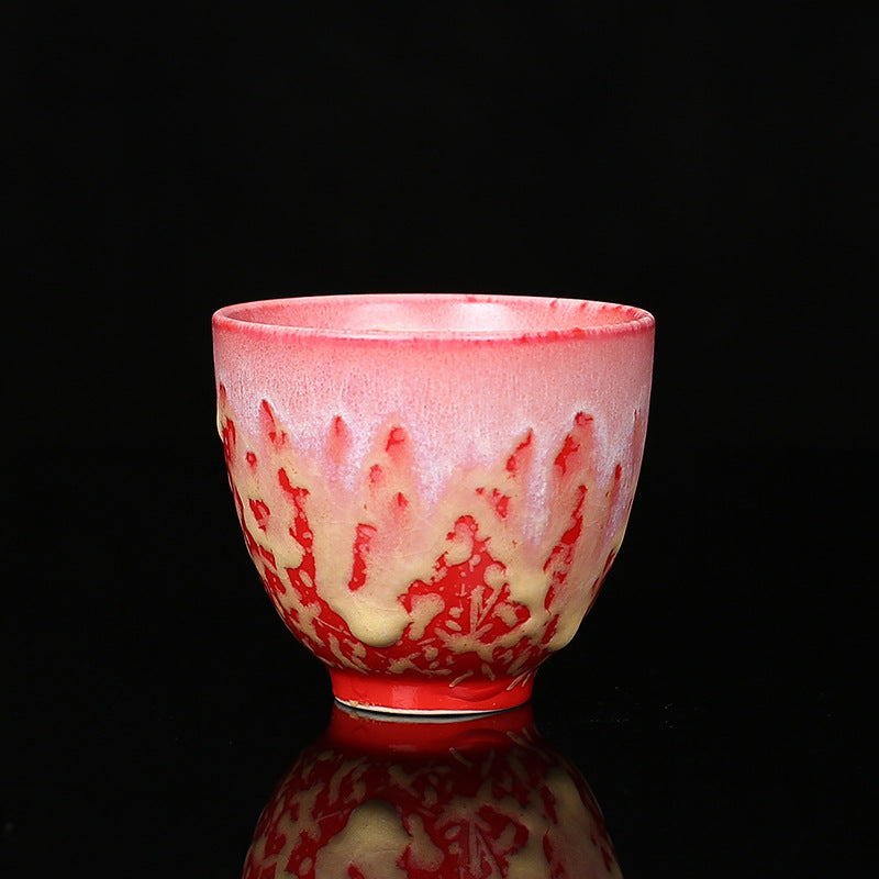 Nimara Ritual Retro Blue Red Gradient Lotus Pattern Kiln Change Ceramic Teacup Kung Fu Tea Cup Bowl