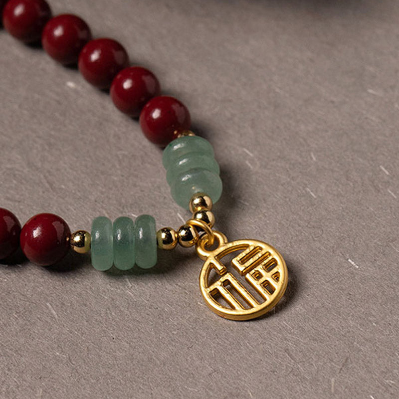 Nimara Ritual Cinnabar Green Aventurine Luck Blessing Bracelet
