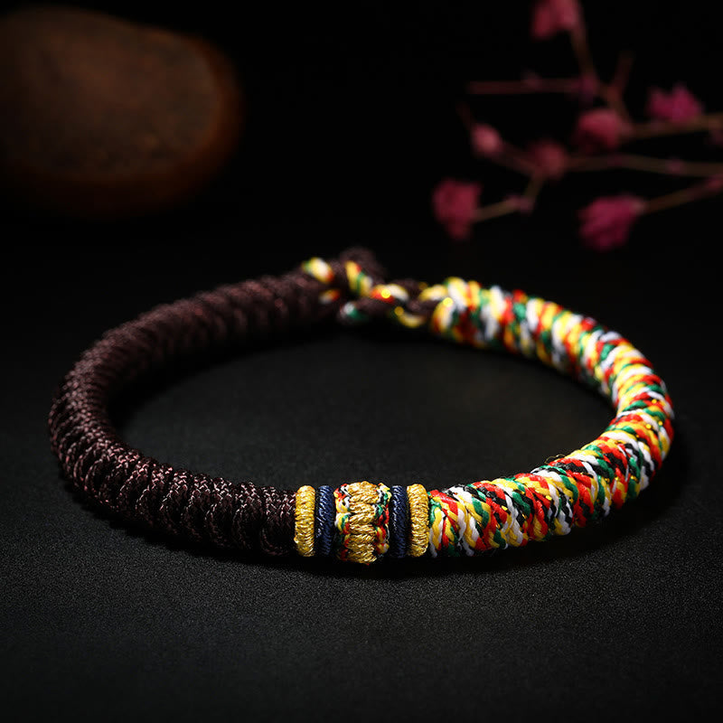Nimara Ritual Tibetan Handmade Multicolored Thread King Kong Knot Strength Braid String Bracelet