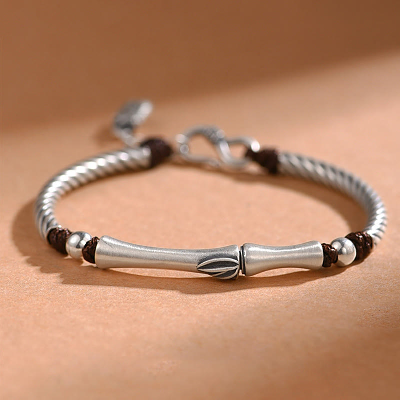 Nimara Ritual 999 Sterling Silver Bamboo Pattern Cicada Luck Wealth Bracelet