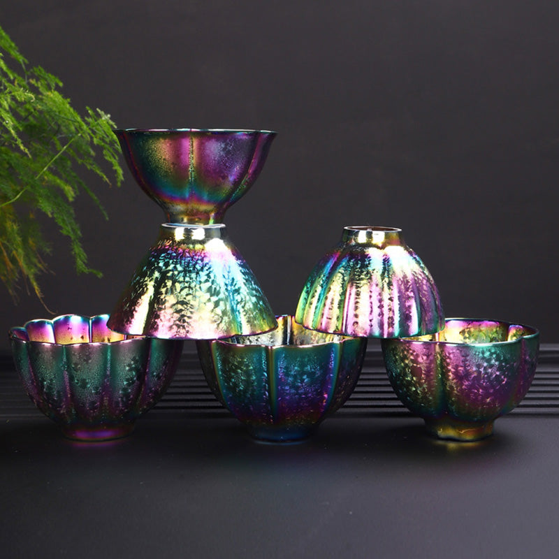 Nimara Ritual Rainbow Color Jianzhan Ceramic Teacup Kung Fu Tea Cup Bowl
