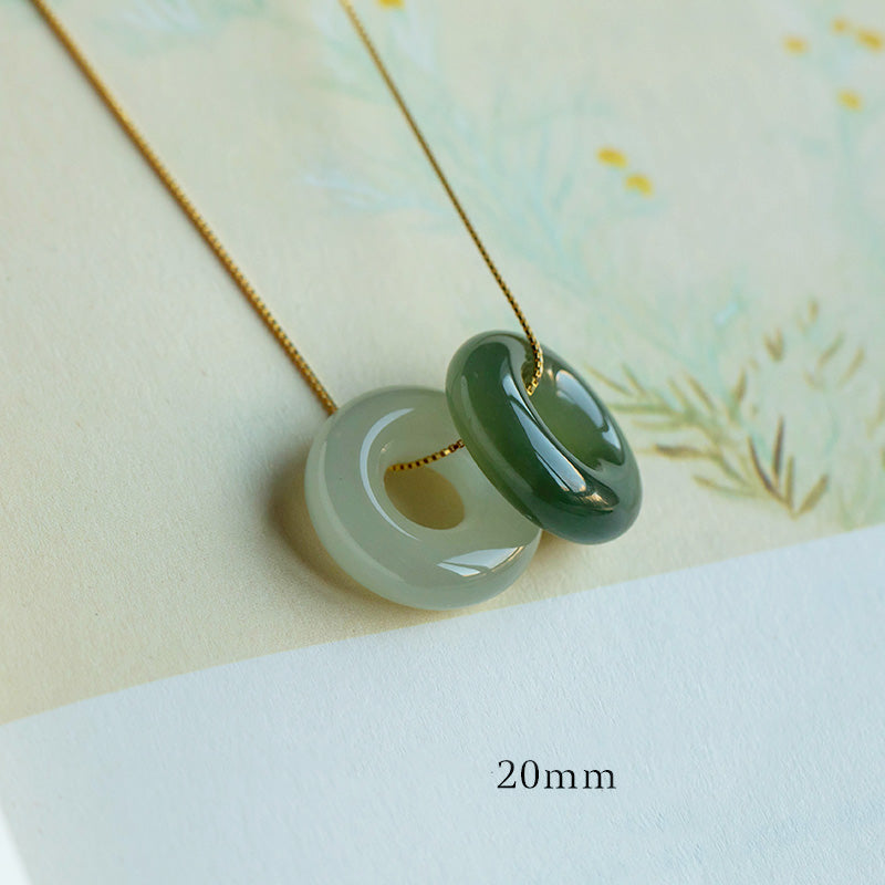 Nimara Ritual Natural Round Jade Peace Buckle Luck Abundance Necklace Pendant