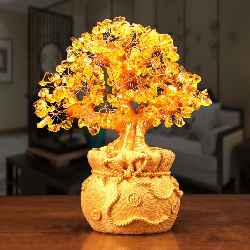Nimara Ritual Natural Citrine Money Tree Gemstone Ornament - Feng Shui for Prosperity