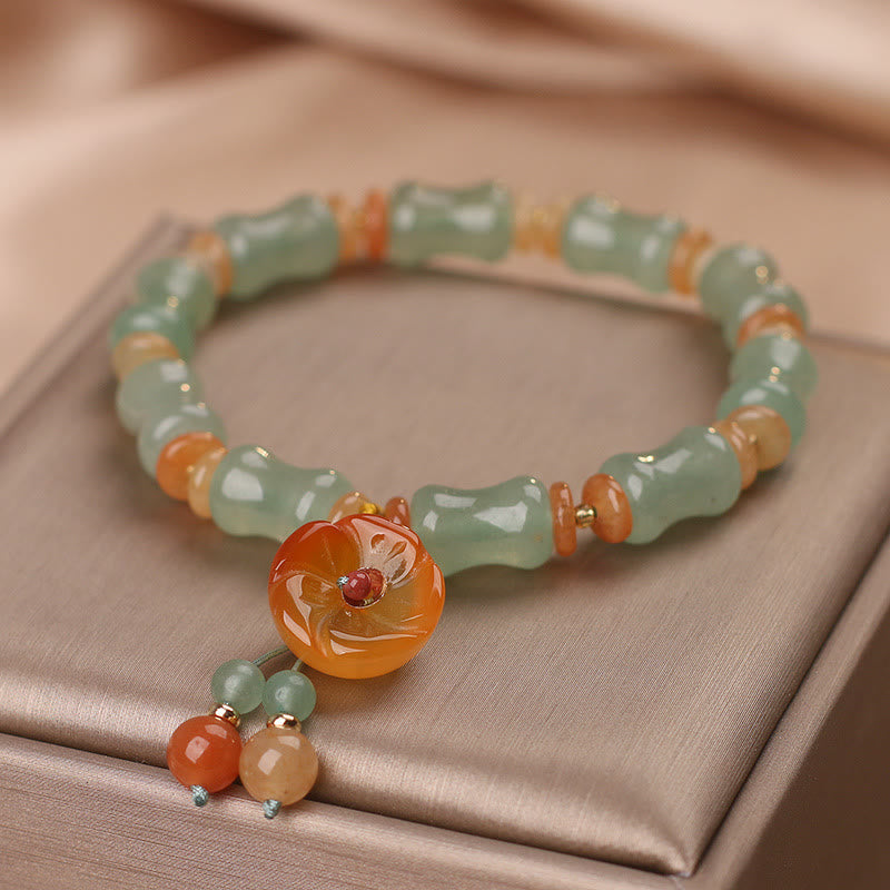 Nimara Ritual Natural Jade Bamboo Flower Pattern Luck Bracelet