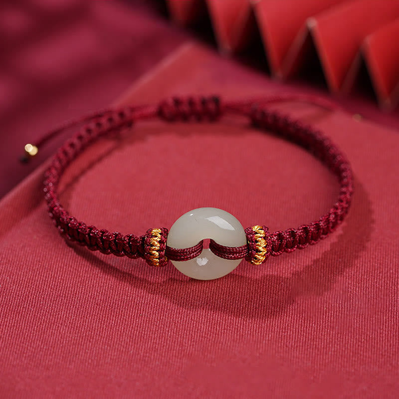 Nimara Ritual Peace Buckle Jade Abundance Braided Bracelet
