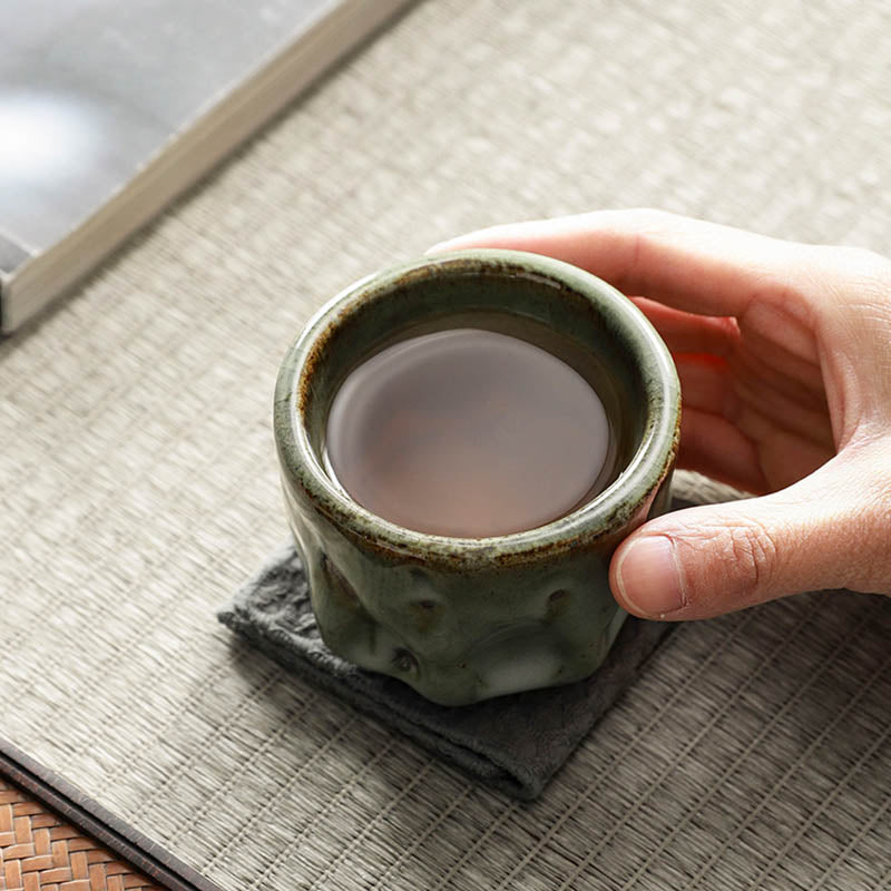 Nimara Ritual Handcrafted Simple Cracked Ice Texture Chinese Jianzhan Ceramic Teacup Kung Fu Tea Cup