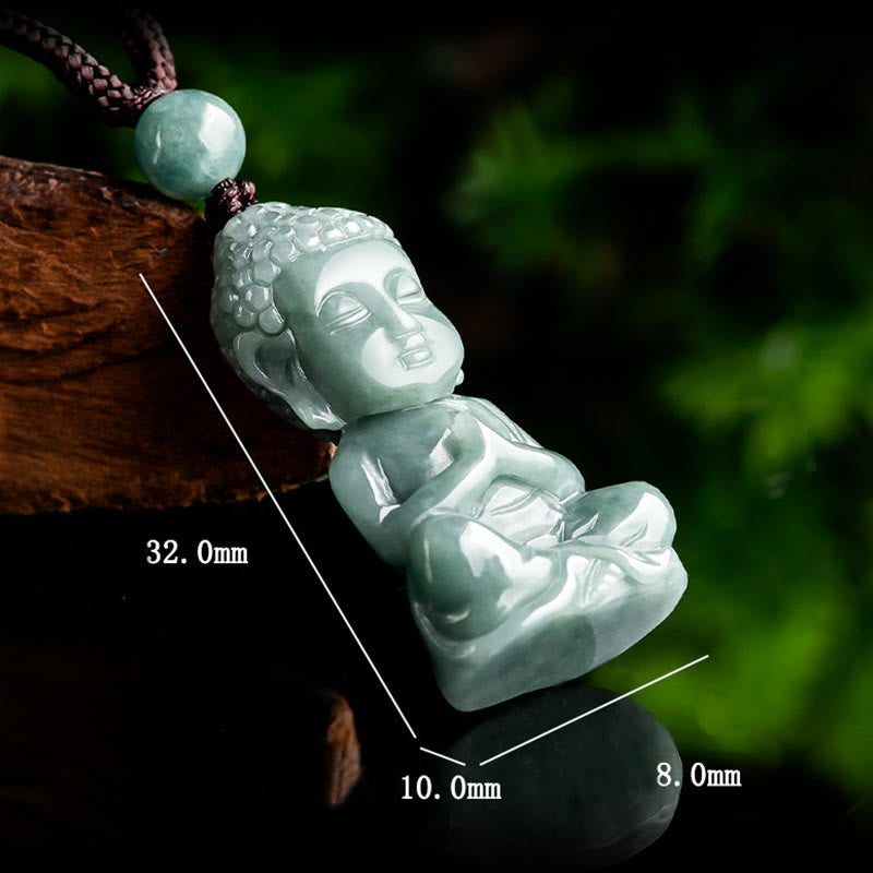 Nimara Ritual Natural Jade Meditation Buddha Amulet Serenity Necklace Pendant