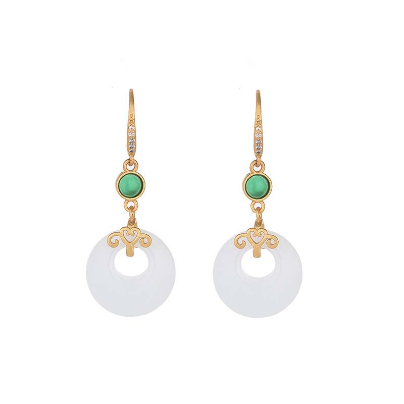 Nimara Ritual FengShui White Jade Blessing Drop Earrings