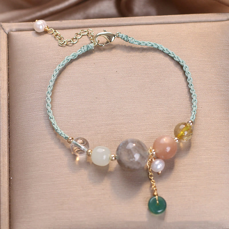 Nimara Ritual Moonstone Sunstone Beads Peace Buckle Charm Healing Bracelet