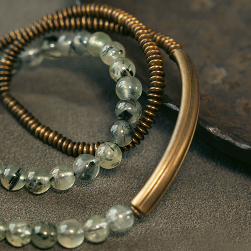 Nimara Ritual Purple Phantom Red Hematoid Quartz Green Rutilated Quartz Copper Love Forgive Bracelet