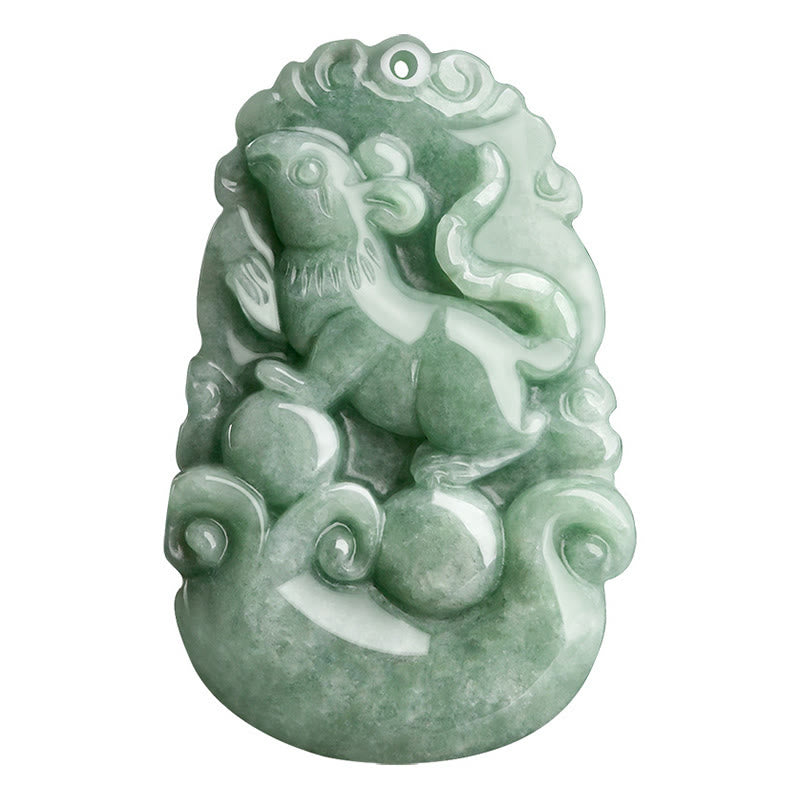 Nimara Ritual Natural Green Jade 12 Chinese Zodiac Luck Prosperity Necklace Pendant