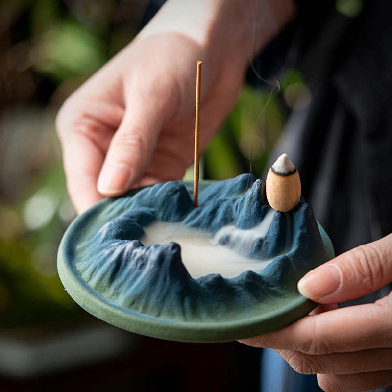 Nimara Ritual Creative Mountain River Ceramic Healing Backflow Incense Burner