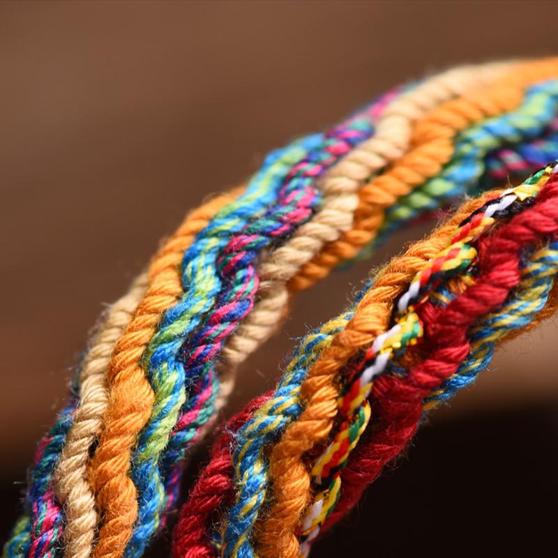 Nimara Ritual Gold Swallowing Beast Family Luck Reincarnation Knot Braid Colorful String Bracelet