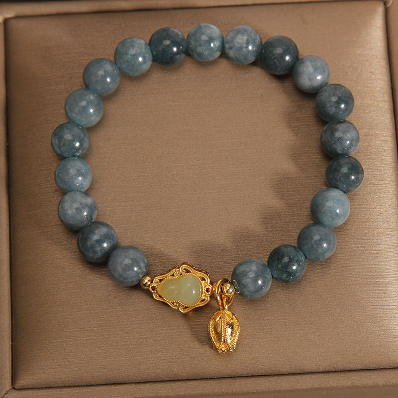 Nimara Ritual Natural Jade Gourd Tulip Charm Luck Bracelet