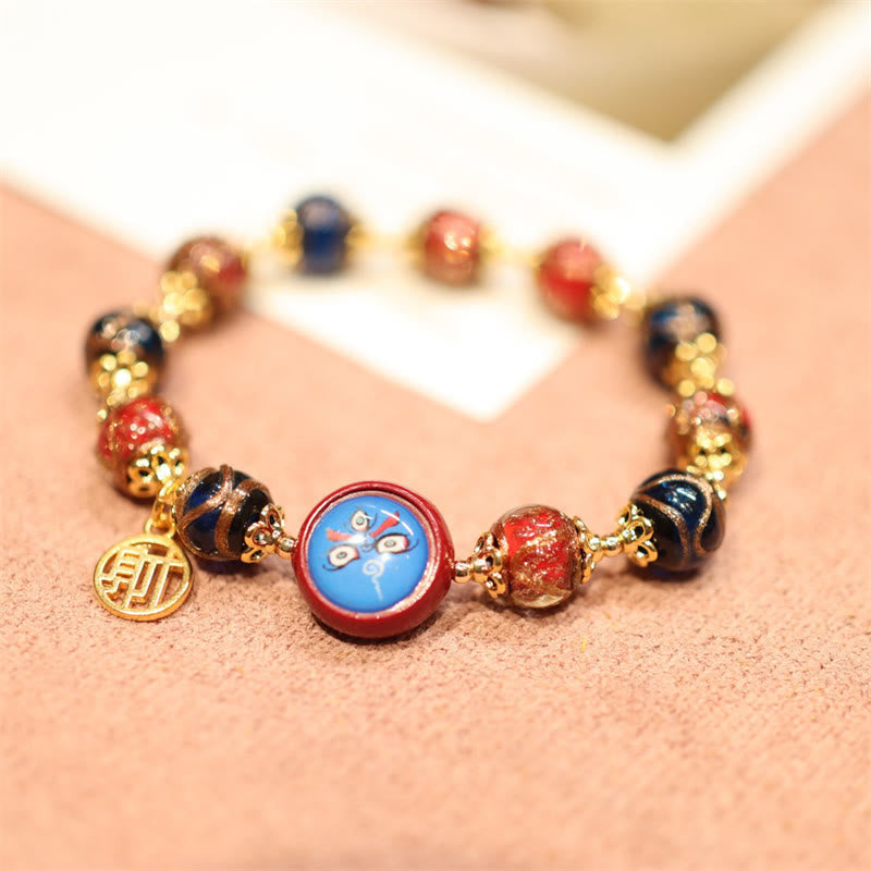 Nimara Ritual Tibetan Gold Swallowing Beast Family Five God Of Wealth Thangka Fortune Bead Bracelet