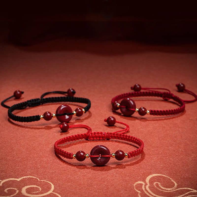 Nimara Ritual Natural Cinnabar Peace Buckle Blessing String Bracelet
