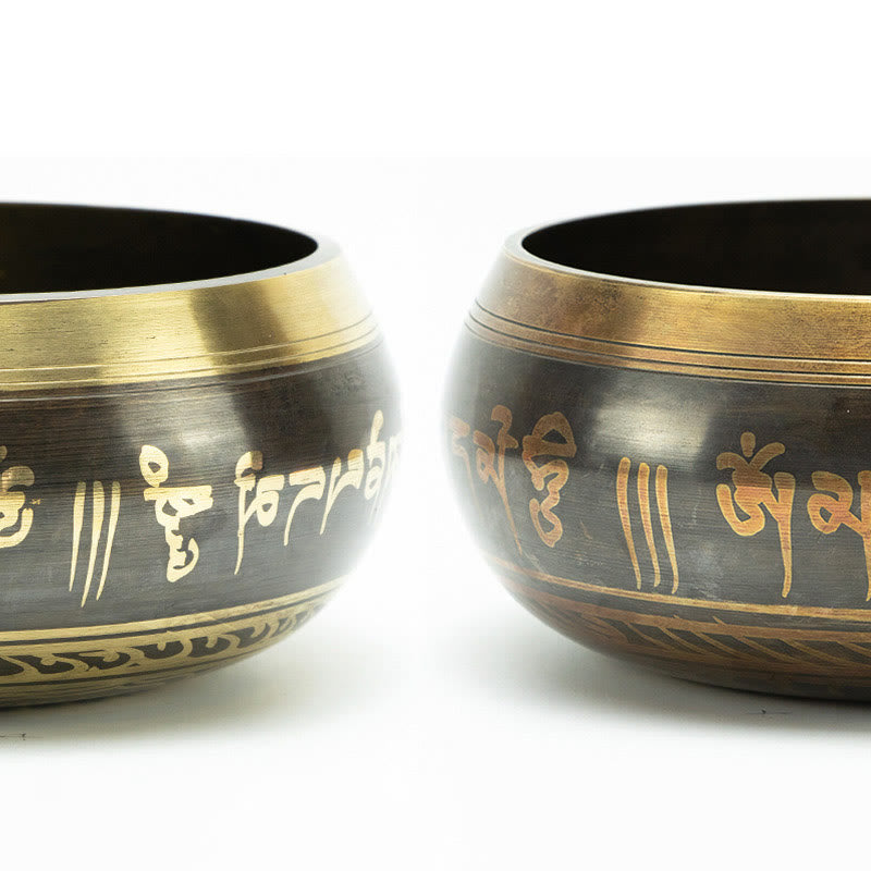 Nimara Ritual Tibetan Meditation Bowl for Healing and Mindfulness Om Mani Padme Hum Singing Bowl