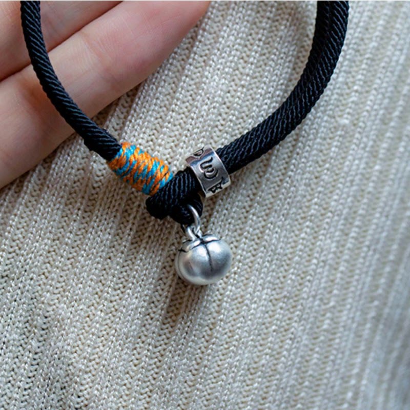 Nimara Ritual 925 Sterling Silver Tibetan Handmade Om Mani Padme Hum Persimmon Charm Luck Protection Braided Bracelet