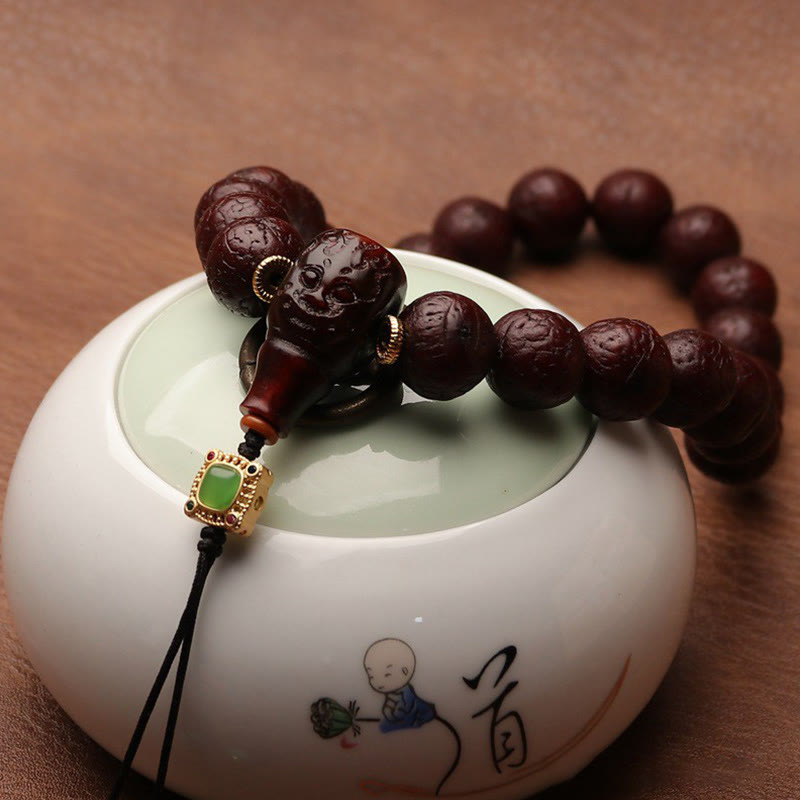 Nimara Ritual Tibetan Bodhi Seed Agate Bead Luck Wealth Tassel Charm Wrist Mala
