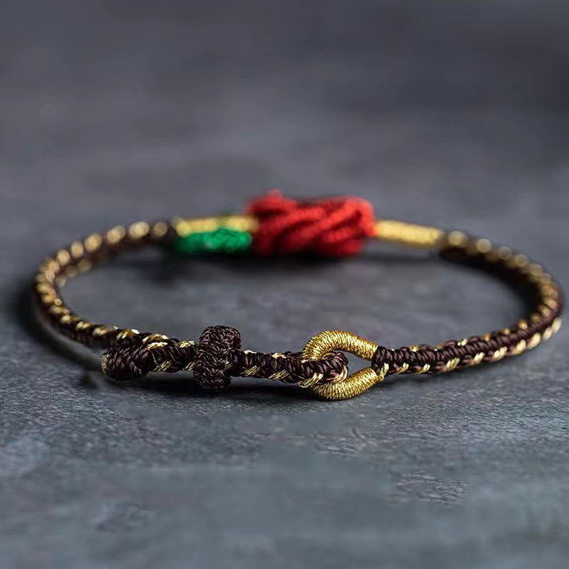 Nimara Ritual Rose Flower Rope Eight Thread Peace Knot Luck Handmade Bracelet