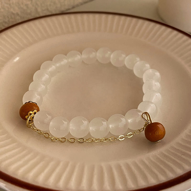 Nimara Ritual Sandalwood Cat's Eye Fu Character Charm Protection Bracelet