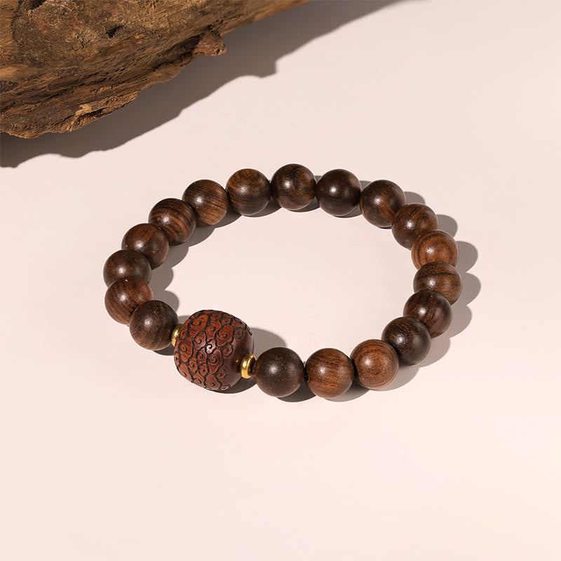 Nimara Ritual Rosewood Auspicious Clouds Totem Fu Character Bamboo Pattern Warmth Bracelet