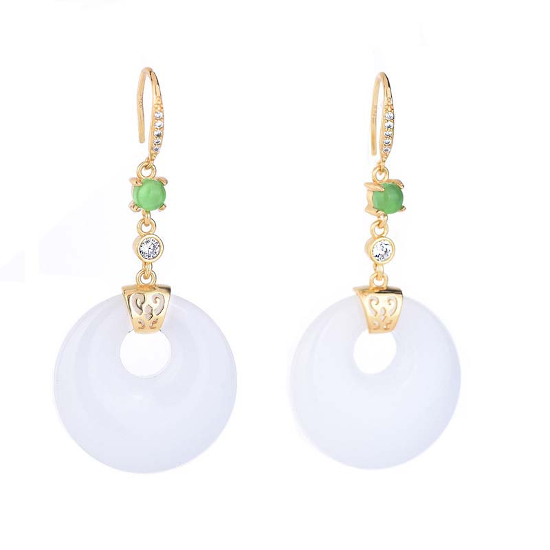 Nimara Ritual FengShui White Jade Blessing Drop Earrings