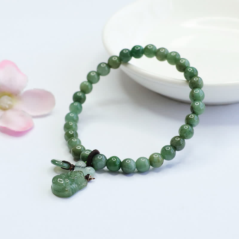 Nimara Ritual Laughing Buddha Cyan Jade Healing Bracelet