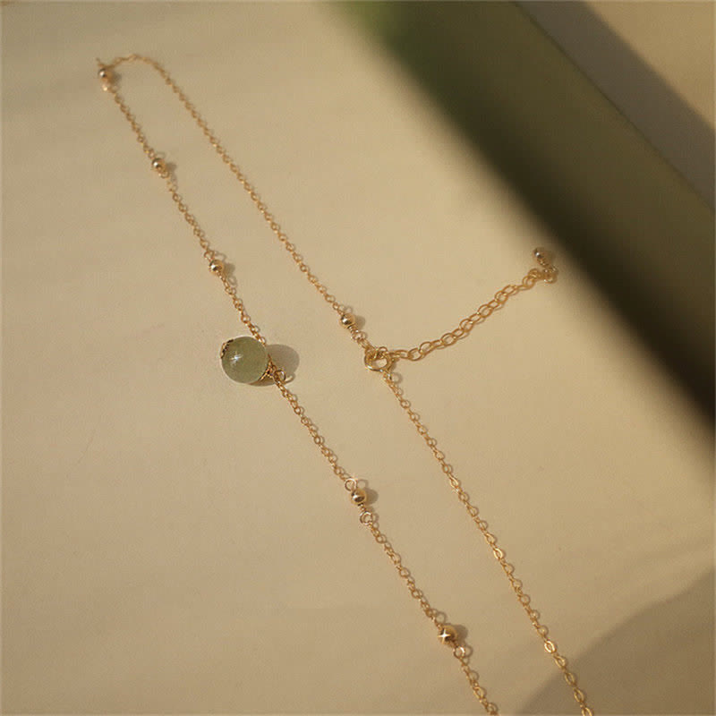 Nimara Ritual 14k Gold Plated Hetian Jade Luck Beaded Necklace Pendant