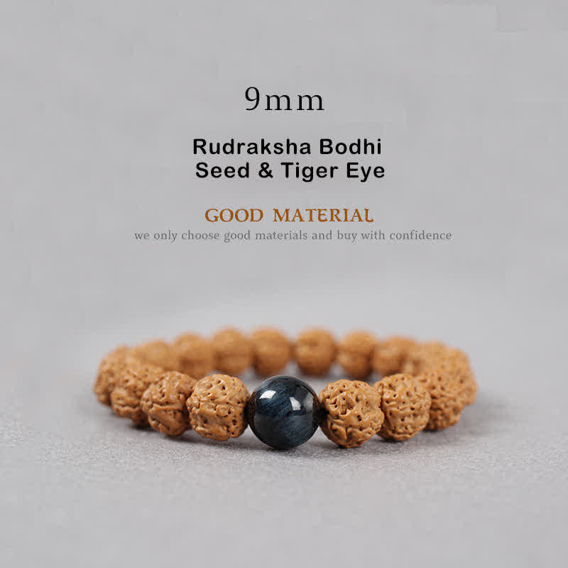 Nimara Ritual Tibet Rudraksha Bodhi Seed Dzi Bead Amber Turquoise Wealth Bracelet