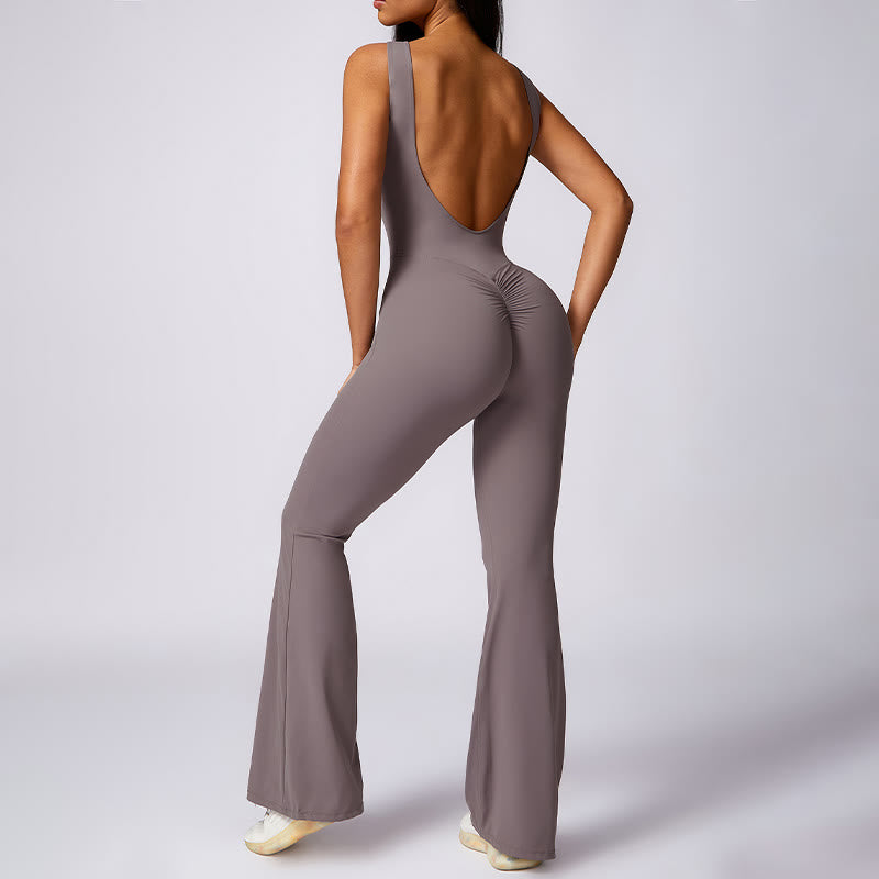 Nimara Ritual Women Casual Sleeveless Jumpsuit Flare Pants Sports Fitness Yoga Bodysuit