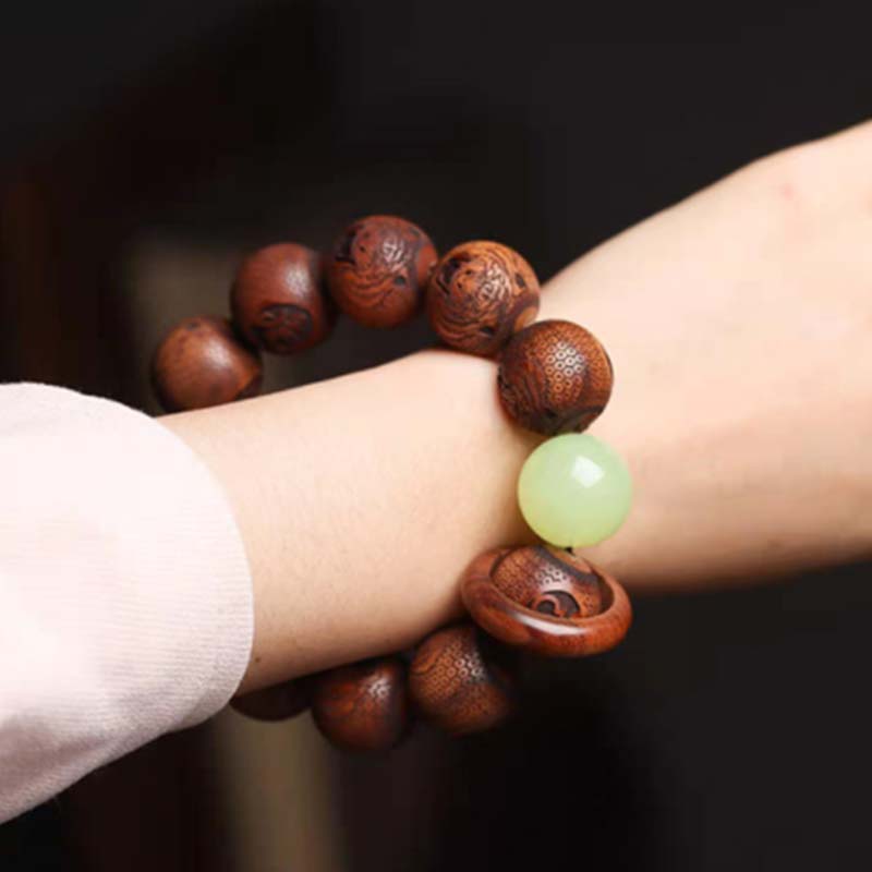 Nimara Ritual Tibetan Rosewood Engraving Tiger Protection Bracelet