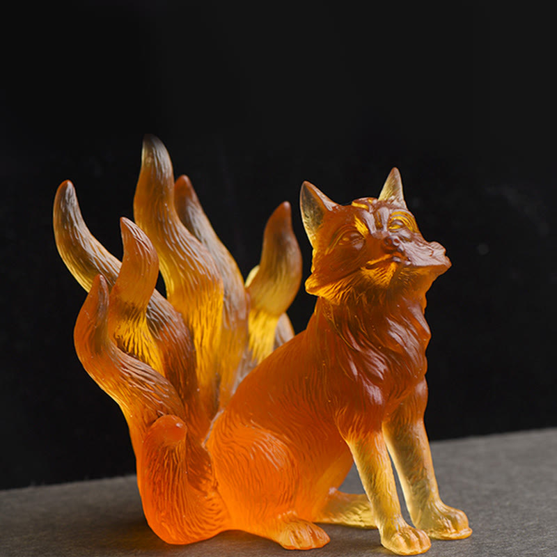 Nimara Ritual Small Nine Tailed Fox Success Strength Home Figurine Decoration