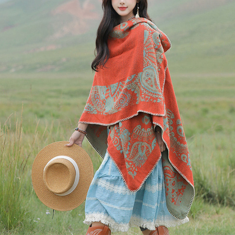 Nimara Ritual Tibetan Shawl Simple Pattern Winter Cozy Travel Scarf Wrap