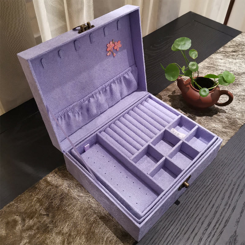 Nimara Ritual Purple Phoenix Jewelry Box Organizer Two-Layer Jewelry Storage Box Flannel Box