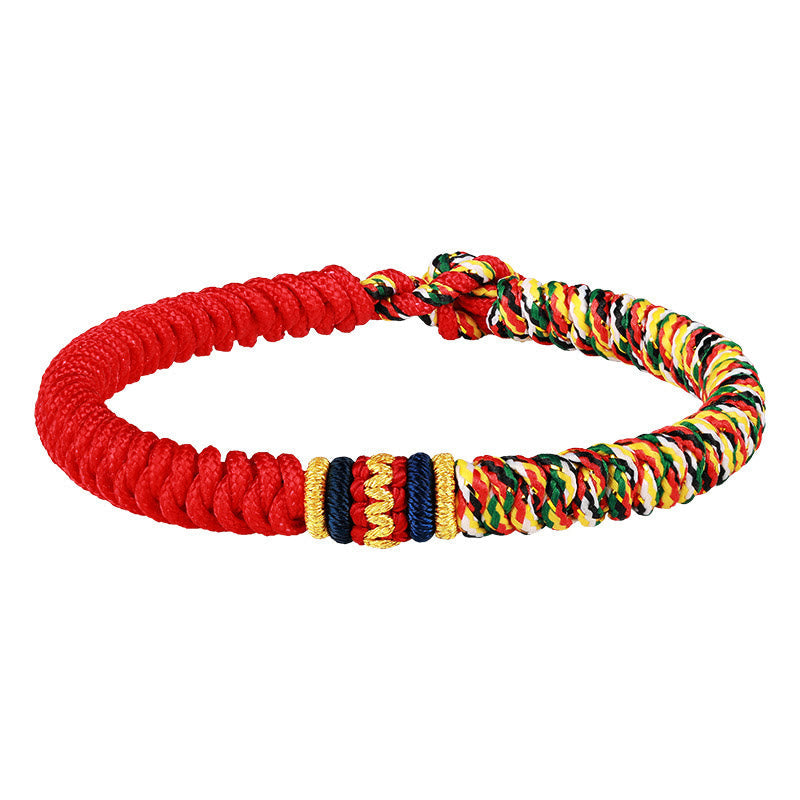 Nimara Ritual Tibetan Handmade Multicolored Thread King Kong Knot Strength Braid String Bracelet