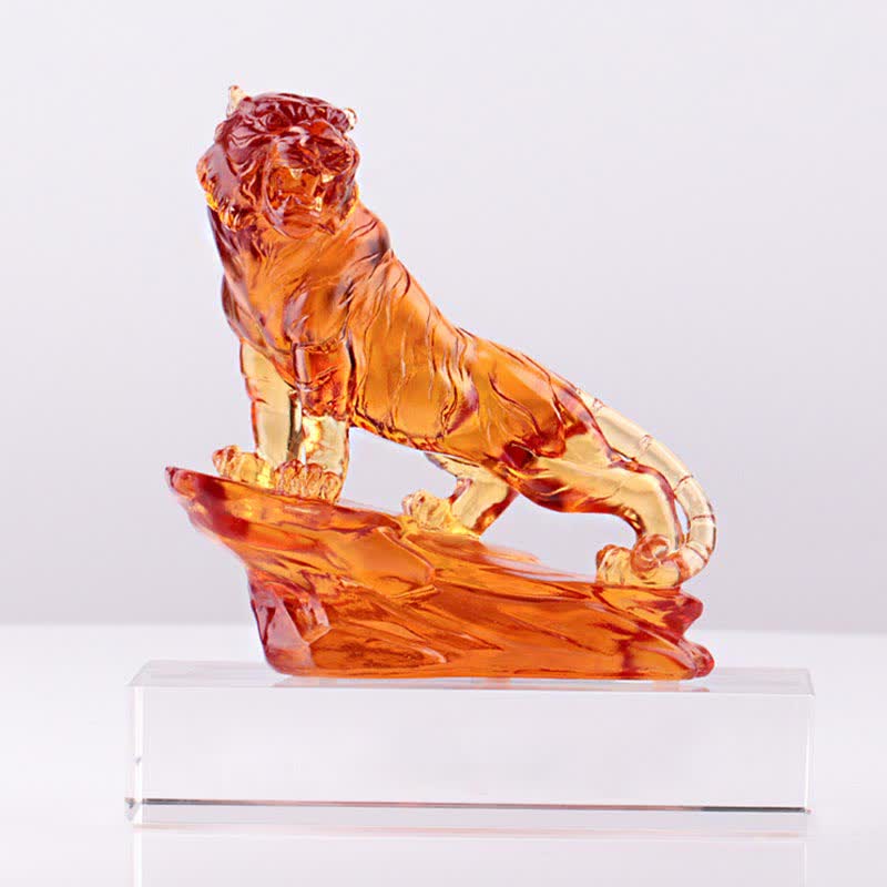 Nimara Ritual Handmade Liuli Crystal Tiger Art Piece Protection Home Decoration