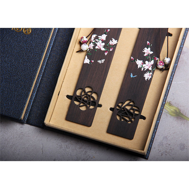 Nimara Ritual Butterfly Flower Ebony Wood Bookmarks With Gift Box