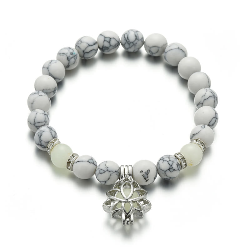 Positive Thinking Tibetan Turquoise Glowstone Luminous Bead Lotus Protection Bracelet