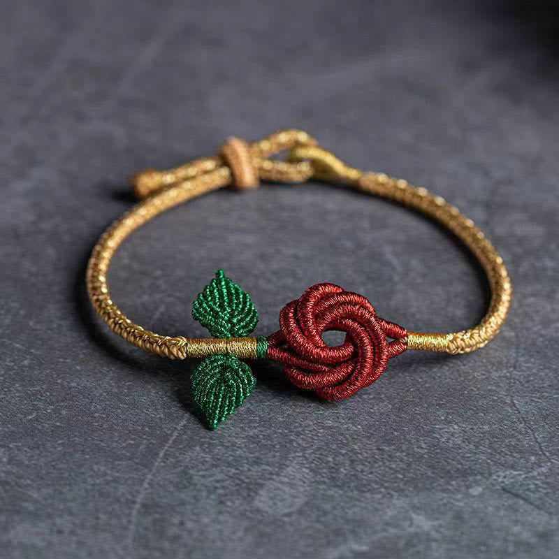 Nimara Ritual Rose Flower Rope Eight Thread Peace Knot Luck Handmade Bracelet