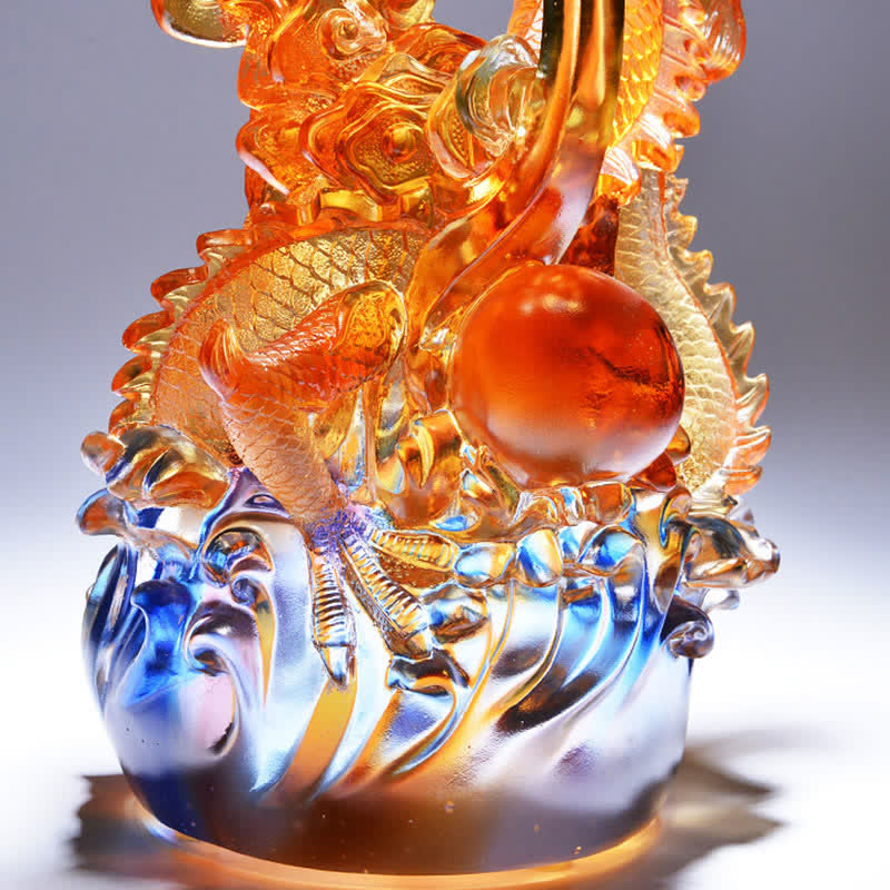 Nimara Ritual Feng Shui Dragon Handmade Liuli Crystal Art Piece Success Home Office Decoration