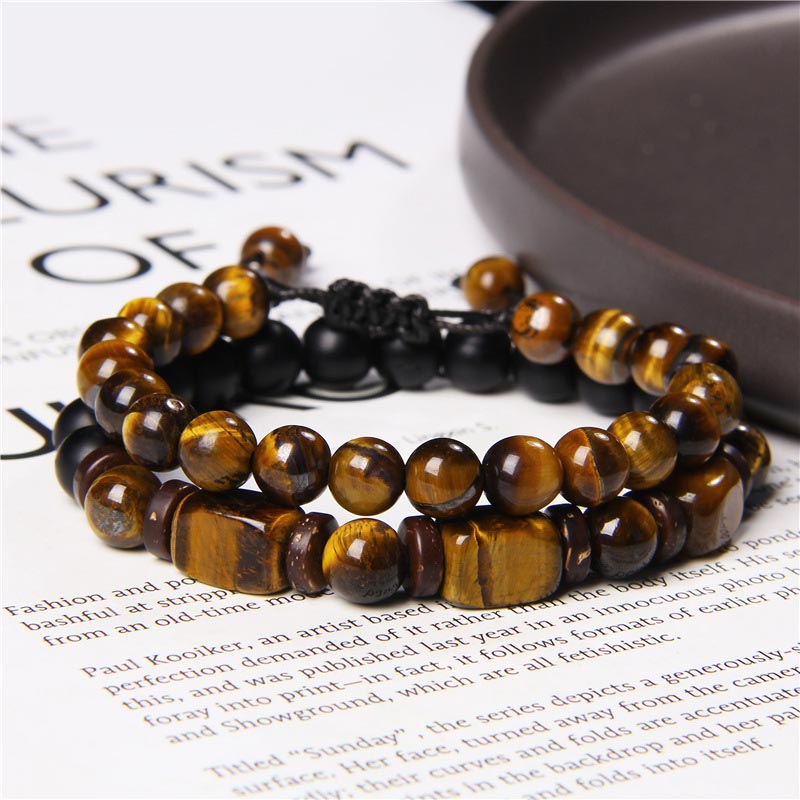 Nimara Ritual Tiger Eye Frosted Stone Hematite Courage Bracelet