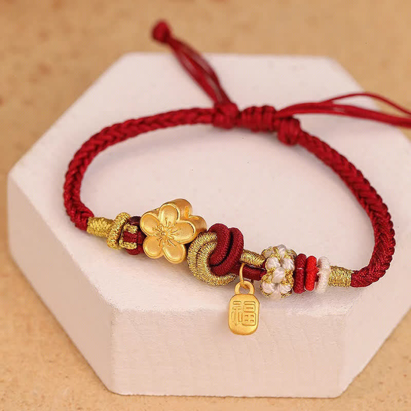Nimara Ritual Peach Blossom Happiness Charm Luck Red String Bracelet