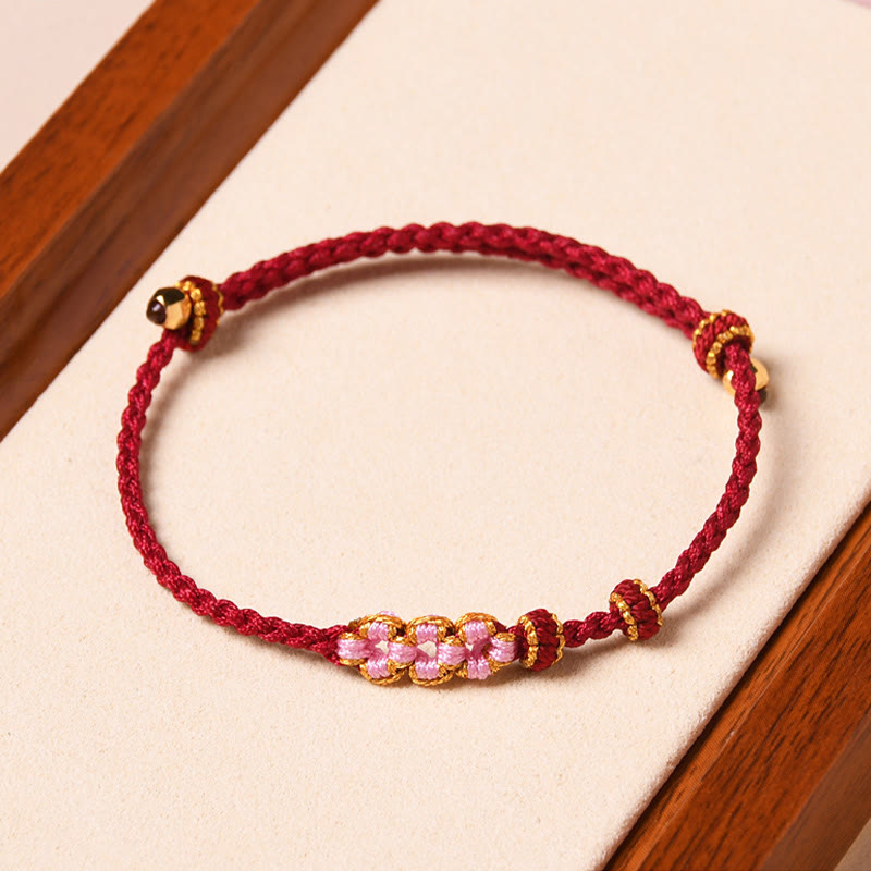 Nimara Ritual Handmade Peach Blossom Protection Braided Rope Bracelet